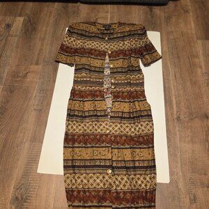 Positive Attitude Vintage Multi-Color Mixed Pattern Short Sleeve Maxi Dress - 12